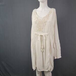 Idyllwind Cream Dress Large Embroidered Boho Western Lace Detail